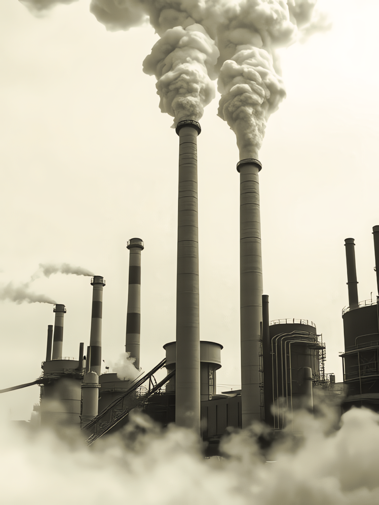 pollution, environment, smoke, co2, emissions, ecology, exhaust, atmosphere, factory, ai generated