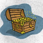 gold, treasure, pirate, coins, wealth, woodcut, clipart, chest, money, shipwreck, sunken